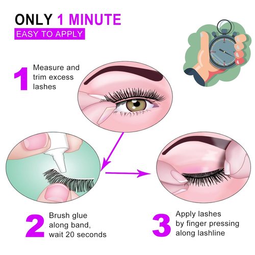 Miss Kiss 6 Pairs Fluffy Cat Eye False Lashes Strips, Russian C Curl Eyelashes Pack, 3D Mink Lashes Volume Natural Look 12 MM
