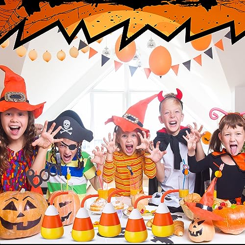Halloween Candy-Shaped Reusable Plastic Cups with Lid & Straw - 10 oz, 12 Pack