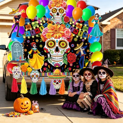 Día De Los Muertos Trunk or Treat Car Decoration Kit Halloween Fiesta Party Supplies