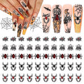 Halloween Spider Nail Charms Set - 50 Black Alloy 3D Nail Art Decorations