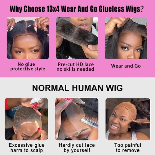 PXTPXT Glueless Wigs Human Hair Pre Plucked Pre Cut Wear and Go Glueless Wig 13x4 HD Deep Wave Lace Front Wigs Human Hair for Black Women Frontal Wigs with Natural Hairline 180% Density 12 Inch