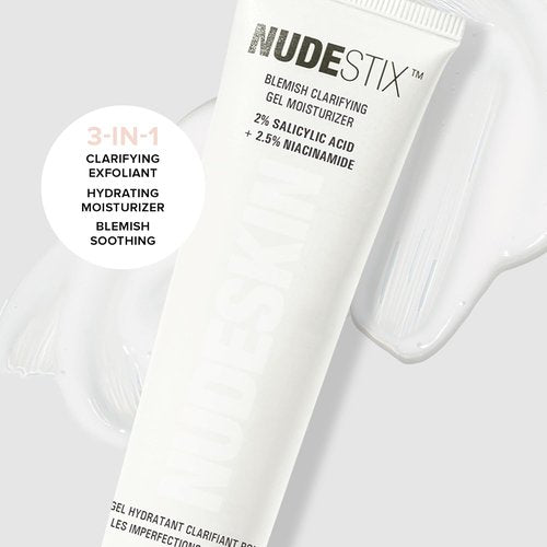 Nudestix Blemish Clarifying Gel Moisturizer - Lightweight Salicylic Acid Acne Treatment with Niacinamide & Cica | Hydrating Vegan Daily Face Moisturizer for Clear Skin