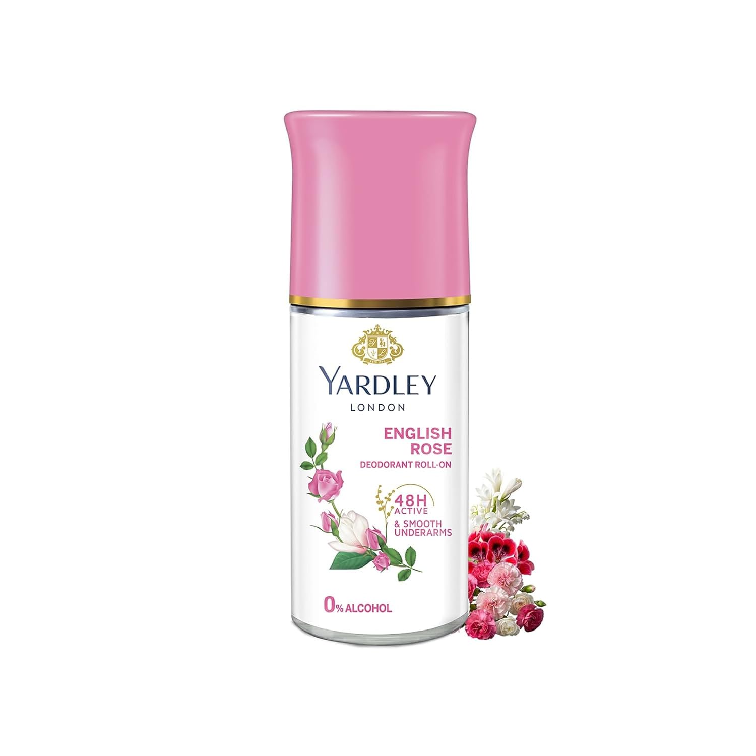 Yardley London English Rose Deodorant Roll-On - 48-Hour Protection | Alcohol-Free | 1.7oz (50ml)