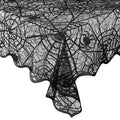 Black Lace Spider Web Halloween Tablecloth 60x84 Inches Rectangular - eZAKKA