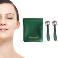 Marfort 2 in 1 Roller Eyes Cream Applicator Wand and T-Shape Massager Tool for Facial Massage, Reduce Puffiness (Green-1)