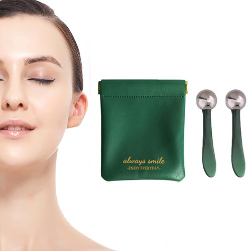 Marfort 2 in 1 Roller Eyes Cream Applicator Wand and T-Shape Massager Tool for Facial Massage, Reduce Puffiness (Green-1)