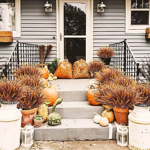 Artificial Fall Flowers Outdoor Brown 36 Bundles UV Resistant Faux Autumn Plants