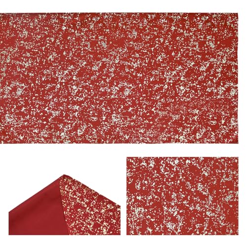 Red Dutch Fleece Table Runner 13x90 Inch Holiday Dining Decor Glitter Metallic Foil