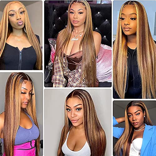16 Inch P4/27 Blonde Clip in Hair Extensions - Real Remy Human Hair, 120g 7pcs, Highlight Blonde Human Hair Extensions Clip ins for Women