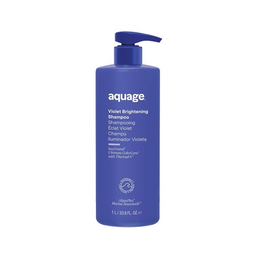 AQUAGE Violet Brightening Shampoo - Neutralizes Yellow & Brassy Tones for Color Treated Hair | 33.8 oz
