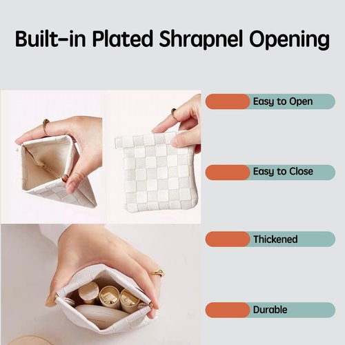 Duleylv 2 PCS Makeup Bag for Purse Waterproof Small Cosmetic Bag Portable Purse Organizer Pouches for Coin Lipstick Jewelry Practical Pouches for Purse for Women White