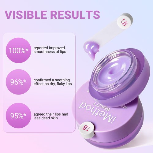 iMethod Lip Mask Overnight - Lip Sleeping Mask for Dry Lips, 8-Hour Hydrating Lip Balm with Hyaluronic Acid, Intense Moisturizing Lip Treatment to Nourish & Repair - Grape