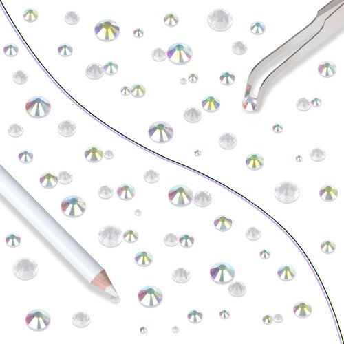 LPBeads 10000pcs Hotfix Rhinestones Flatback Glass Clear and AB Crystal Rhinestone with Tweezers and Picking Pen for Crafts Clothes Nail Art