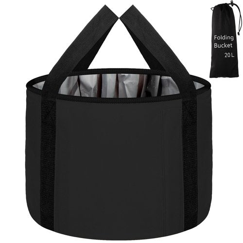 JSVSLTD Foot Bath Basin 20L Collapsible Bucket, Portable Foot Soak Tub Feet Soaking Bucket for Outdoor Travel, Camping, Fishing(Black)