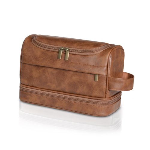 LIANHTAI Toiletry Bag for Men, Large Leather Travel Pouch Bag with Hanging hook,Travel Essentials Dopp kit, Men's Shaving Grooming Kit,Gifts for Father, Dad, Boyfriend, Grandpa, Shaving Kit