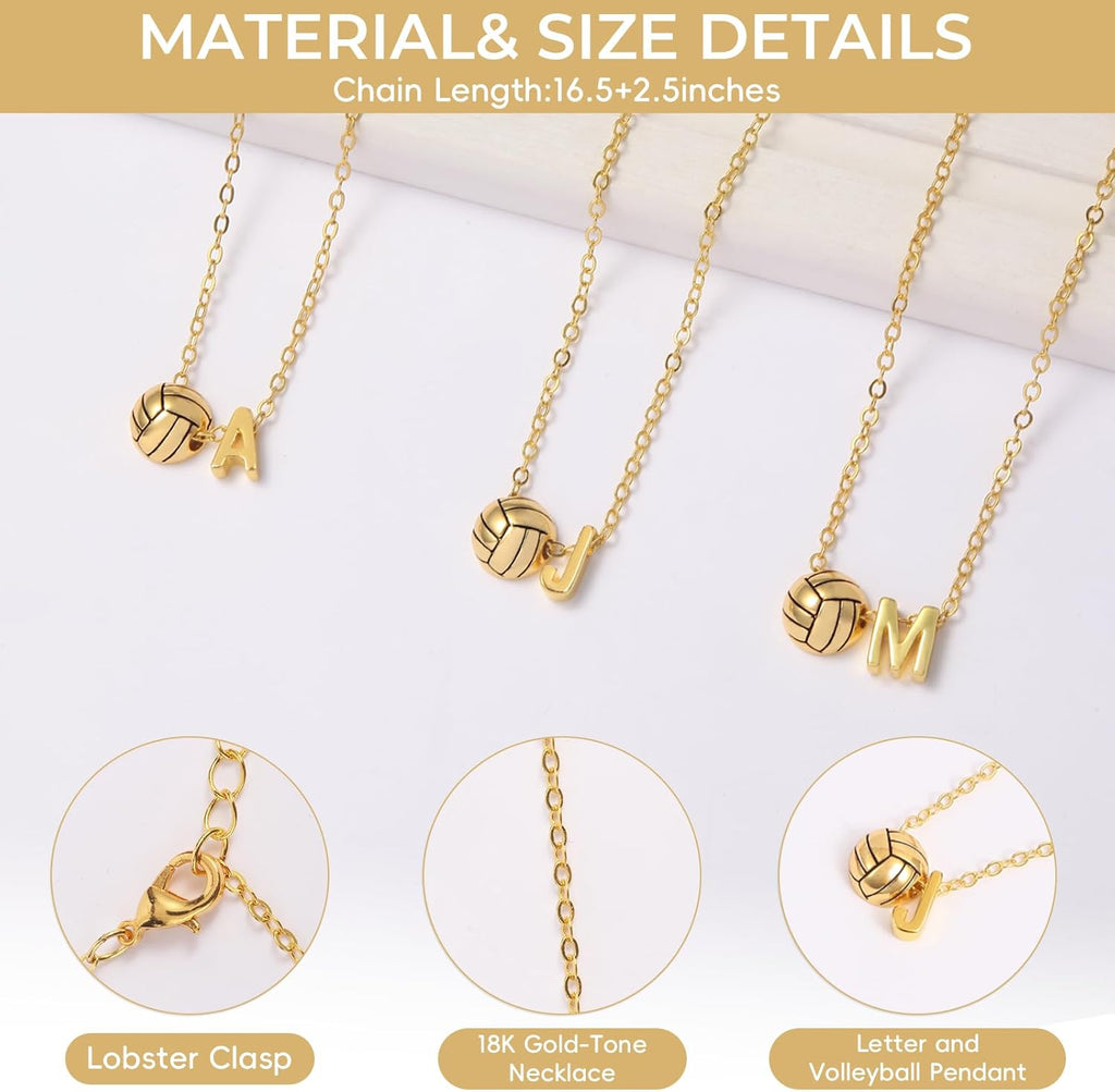 Volleyball Initial Necklace by [Brand Name] - Personalized A-Z Letter Design | Perfect Gift for Volleyball Lovers
