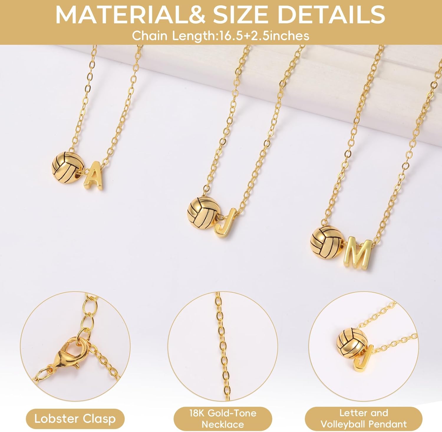 Volleyball Initial Necklace by [Brand Name] - Personalized A-Z Letter Design | Perfect Gift for Volleyball Lovers