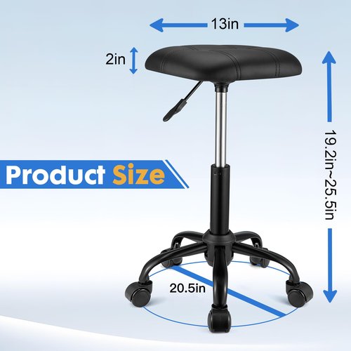 FNZIR Square Rolling Stool with Wheels Height Adjustable Swivel Stools Office Chair