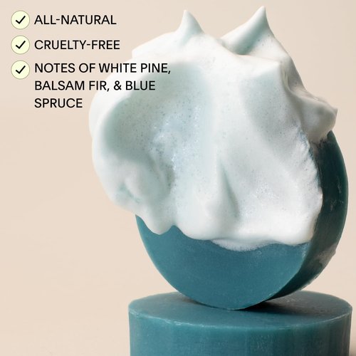 Leaf Shaving Soap Bar by Leaf Shave - All-Natural, Fragrance-Free Soap for Grooming and Skin Preparation for Women & Men, 1.5 oz - Spruce, 2-Pack