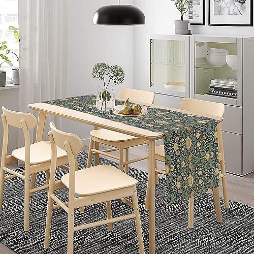 W13" x L60" Flower Table Runner - Vintage Boho Tree Plant Pattern, Cotton