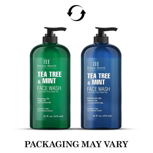 Botanic Hearth Tea Tree Face Wash - Acne Fighting & Hydrating Liquid Soap with Pure Tea Tree Oil | 16 Fl Oz