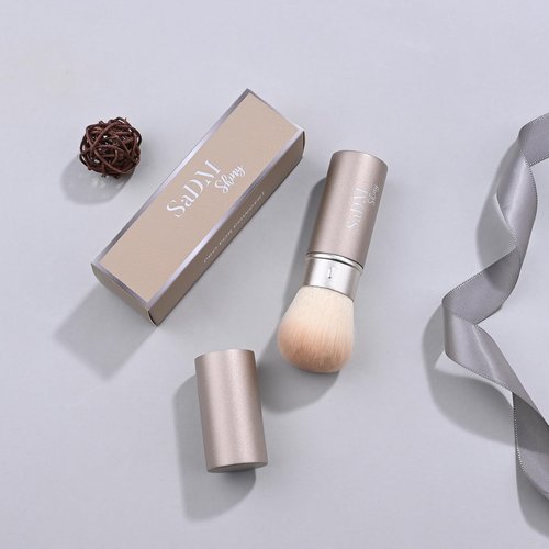 Retractable Kabuki Makeup Brush - Blender Brush for Powder, Cream, Liquid Foundation, Sunscreen, Blush Blending & Bronzer - Professional Make Up Brush - Full Face Makeup Brush - Vegan & Cruelty Free