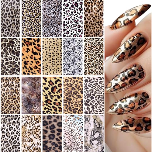 SmallCat 20 Pcs Leopard Nail Transfer Foil for DIY Manicure Style 3