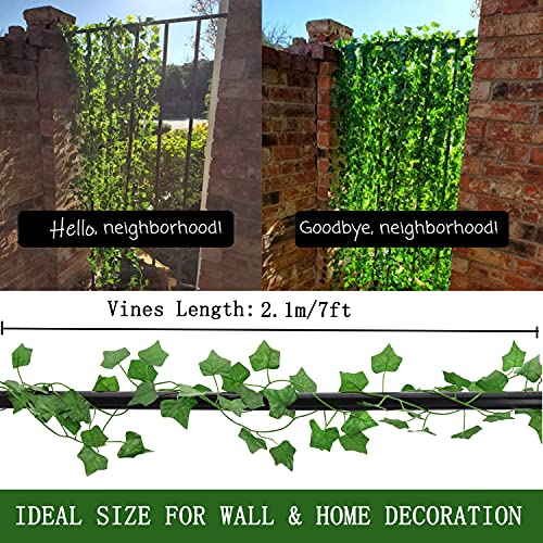 72 Pcs Artificial Ivy Vines Garland - 496ft Green Fake Foliage for Wall & Fence Decor