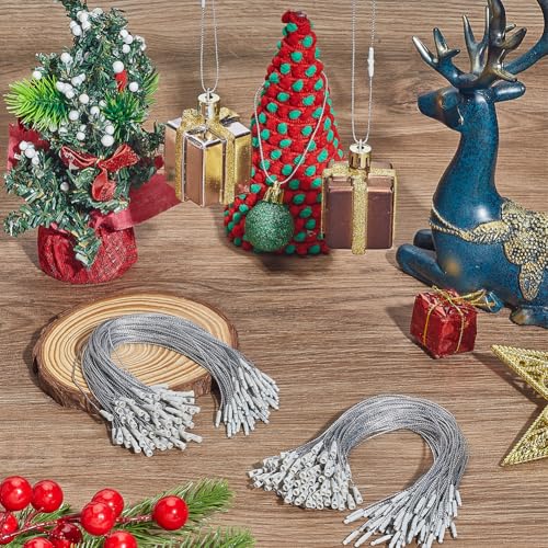 Silver Christmas Ornament Hangers Strings with Snaps - 200 Pack