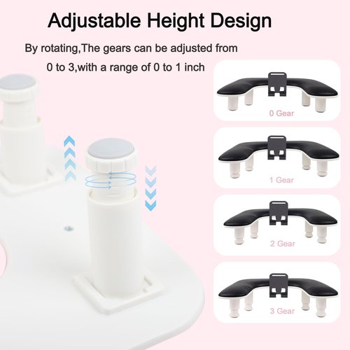 Arm Rest for Nails Tech with Nail Table Mat and Phone Holder,Adjustable Base U-shaped Manicure Nail Hand Rest Stand Pillow Cushion(Black)