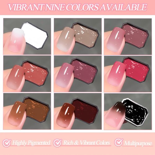 SUTOZMIWE Ombre Gel Nail Polish Kit, 9 Colors Gradient Painting Gel Polish with 8Pcs Nail Sponges for Ombre Nails Aura Nails French Manicure Soak Off UV Pastel Nail Art Varnishes Set DIY Nail Design