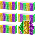 Gold Green Purple Wave Foil Fringe Table Skirts Set - 6 Pack, 29x108 Inches, Party Decorations