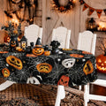Oval Halloween Pumpkin Tablecloth 54x72 Inch Black Horror Decor Waterproof Polyester