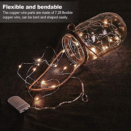 7.2 Ft Fairy Lights 24 Pack Battery Operated String Lights Waterproof Silver Wire Warm White