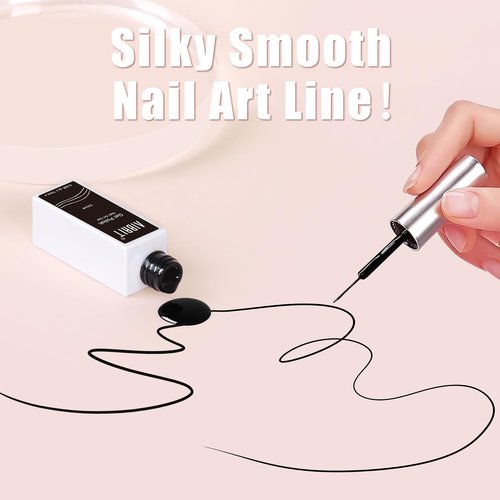 Gel Polish Nail Art Liner Set,10ml,8 Colors Nail Design Paint for Swirl Nail Built with Thin Nail Art Brush in Bottle Art Design Nail Salon DIY