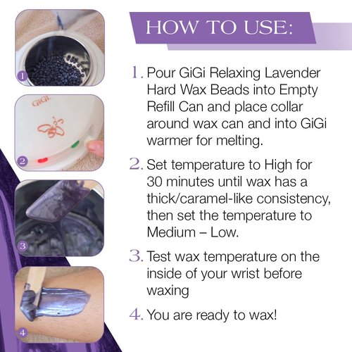 GiGi Hard Wax Beads Refill Can 14 oz and Relaxing Lavender Hard Wax for Hair Removal 14 oz