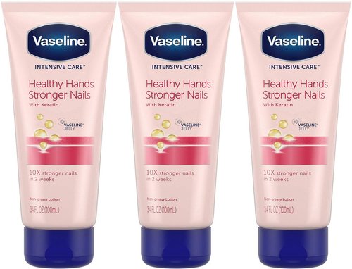 Vaseline Intensive Care Healthy Hand Stronger Nails Lotion, 3.4 Fl Ounce (Pack of 3)