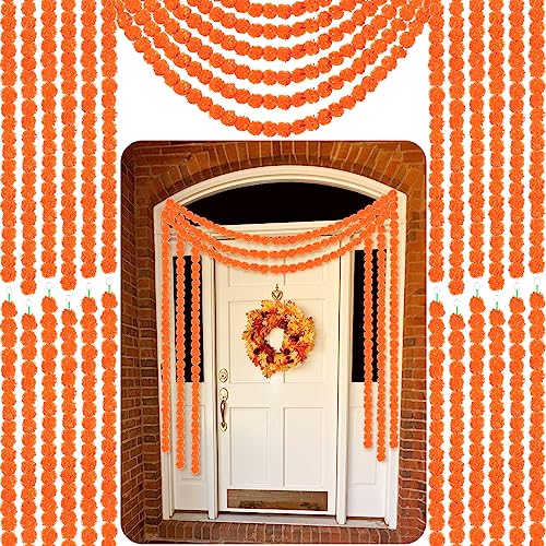 Artificial Marigold Garlands 5 Ft for Day of the Dead Decorations, 30 Pack