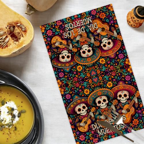 2 Pcs Dia De Los Muertos Skeleton Band Kitchen Towels - Towel38 Variation