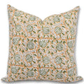 Mustard & Green Linen Throw Pillow Cover 20x20 Inches Handmade Farmhouse Cushion Cover with Invisible Zipper