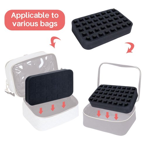 LANDFOBO Essential oils Organizer Holder Foam Pad with Slots, Holds 40 bottles of 10ml、15ml Bottles, Removable Dividers，Black