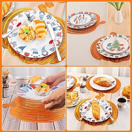 Pumpkin Placemats Set of 12 - Fall Harvest Table Decor for Thanksgiving & Halloween