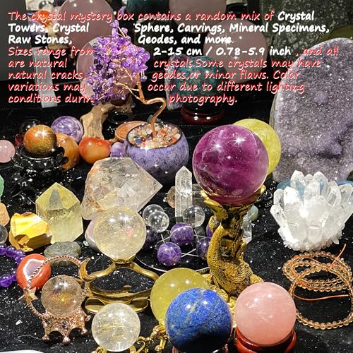 6lb Natural Crystal Box - Polished Spheres, Towers & Heart Shapes for Home Decor & Gifts
