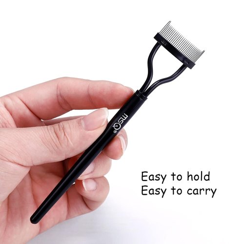 MSQ Eyelash Comb - Eyelash Separator & Mascara Applicator Tool with Cover - Black (1PC)