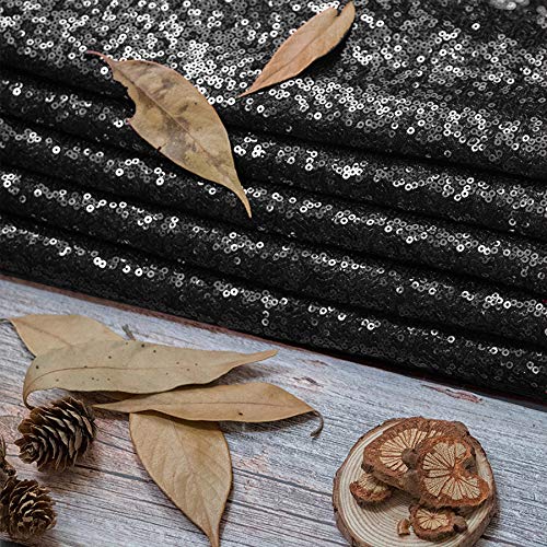 Black Sequin Tablecloth 120 Inch Round Glitter Party Cover - Variation: Black / 120"