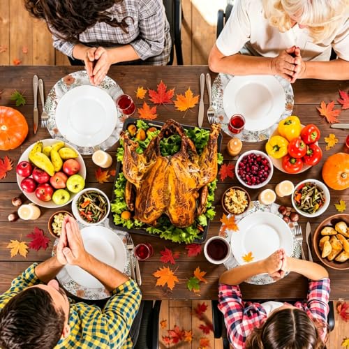 Fall Paper Placemats with White Pumpkin Design - 50 Pack, 13.4 Inch