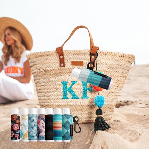 HEYSKAY 8PCS Lip Balm Keychain Holder Compatible with Chapstick, Stocking Stuffers Gifts Keychain Lip Gloss Holder Key Chain Lipstick Holder Sleeves(Floral Set B-8PCS)