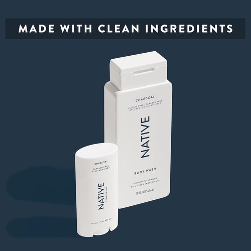 Native Body Wash - Naturally Derived Ingredients for Soft, Hydrated Skin | Charcoal, 18 oz | Sulfate, Dye & Paraben Free