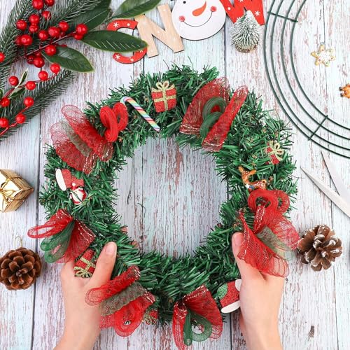 24 Pack 8 Inch Wire Wreath Frame - Dark Green Metal DIY Floral Wreaths for Holidays
