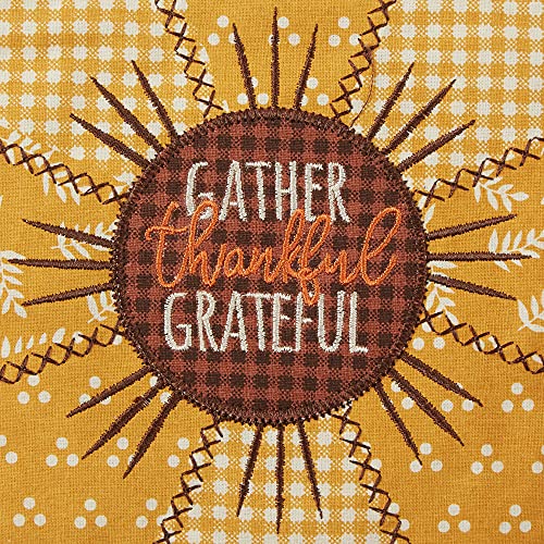 Fall Kitchen Decor Dish Towel & Potholder Set Sunflowers Orange Buffalo Check - 3 Piece